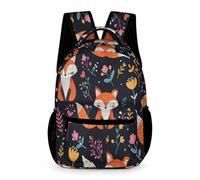 WECECE Mochila Lindo Zorro Ilustración Chicas 7-10 Años Bolsa Escolar Animal Patrón Curso 2-5 Chicos Mochila de Colegio Grande 43x32x15 cm para Viaje Estudio