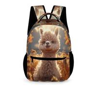 WECECE Mochila Llama para Niños y Niñas Curso 1-4 Mochila Colegio Motivo Animal Alpaca 1-3 Curso 9 Años Bolsa Escolar Correas Ajustables Cuadernos Botella Paraguas Colegio Viaje Uso Diario