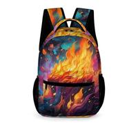 WECECE Mochila Llamas Motivo Estudiantes 7-11 Años Bolsa Escolar Fuego Patrón Curso 2-6 Chicos Chicas Mochila de Colegio Resistente 43x32x15 cm para Libros Cuadernos