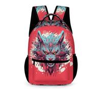 WECECE Mochila Lobo 3D Estampado Chico Chica 8 Años Bolsa Escolar Animal Lobos Curso 3 Estudiantes Mochila de Colegio para Libros 43x32x15 cm para Vuelta al Cole