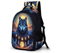 WECECE Mochila Lobo DreamGatocher Escolar Niño Adolescente, Mochila Colegio Niña para Juveniles Chico 8 a 18 Años con Wolves, Mochilas para Portátil