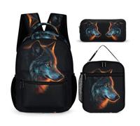 WECECE Mochila Lobos Escolar Niña Primaria 3 Piezas, 2026 Mochila Animal Lobo para Niñas Kawaii con Colgante 6 a 12 Años, Mochilas Escolares Chica Ligera