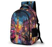 WECECE Mochila Londres Big Ben 1º-3º Curso Niña Mochila Escolar Londres Paisaje Urbano 9-13 Años Chico Mochila Colegio Duradera, School Bag Colegio Excursión y Aire Libre