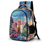 WECECE Mochila Londres Big Ben 1º-3º Curso Niña Mochila Escolar Londres Paisaje Urbano 9-13 Años Chico Mochila Colegio Duradera, School Bag Colegio Excursión y Aire Libre