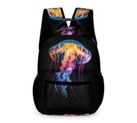 WECECE Mochila Medusa Niños 12 Años Mochila Secundaria Océano Criaturas Patrón 1º ESO Niñas Bolsa Escolar Ligera Resistente 43x32x15 cm Libros Cuadernos Uso Diario