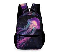WECECE Mochila Medusa para Niños y Niñas Curso 1-4 Mochila Primaria Vida Marina 4 Curso 11 Años Bolsa de Escuela Ligera con Bolsillos Laterales Cuadernos Botella Paraguas Excursión Viaje Diario
