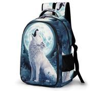 WECECE Mochila Moon Lobo Escolar Niño, Mochilas Escolares Primaria Transpirable y Cómoda para Infantiles De 7 a 12 Años, Mochila Colegio Moderna con Full-Moon Wolves