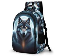 WECECE Mochila Moon Wolves Escolar Niño Adolescente Moon Wolves 9 a 14 Años, Mochila para Niños con Lobo 8 a 13 Años, Mochilas Escolares Grande Ligera
