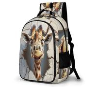 WECECE Mochila Motivo de Divertido Jirafa 1º-3º Curso Niña Mochila Escolar Animales 9-13 Años Niño Mochila Colegio Ajustable, School Backpack para Colegio Viaje y Uso Diario