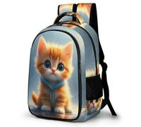 WECECE Mochila Motivo de Gato Escolar Niña, Mochilas Escolar Niño 1º-5º Curso, Mochila para Adolescente con Kitten para Colegio y Viajes