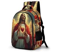 WECECE Mochila Motivo de Jesús Chica 11 Años Mochila Colegio Patrón de Jesús Cristiano Niño Secundaria Bookbag, Moderna Resistente Impermeable Vuelta al Cole Actividades Escolares