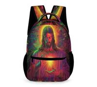 WECECE Mochila Motivo de Jesús Curso 1-4 Niños Mochila Colegio Jesús Cristiano 2-4 Curso Niñas 9-13 Años Bolsa de Escuela Resistente Uso Diario Libros Objetos Pequeños Vuelta al Cole