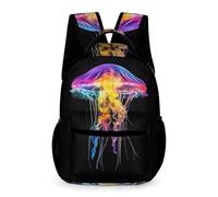 WECECE Mochila Motivo de Medusa Niños y Niñas Escolar Primaria Mochila Primaria Vida Marina 2-5 Curso 12 Años School Bag Libros Cuadernos Cosas de Colegio Botella Colegio Viaje Uso Diario