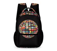 WECECE Mochila Motivo de National Bandera Niños Niñas 9-13 Años Bolsa Colegio Estampado de Mapa del Mundo 5 Curso Bolsa de Escuela Libros Cuadernos Botella Regalo Cumpleaños