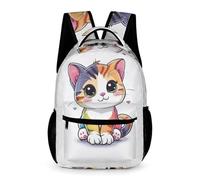 WECECE Mochila Motivo Gato Escolar Niña Estampados Coloridos 3D Mochila Escolar Animal Lindo del Gatito Infantil, Niños Niñas Estudiantes Mochilas Escolares