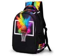 WECECE Mochila Multicoloured Basketball para Niñas - Mochila Escolar Niño Ligera - Mochilas Escolares con 3D para Chicas Adolescentes 7 a 14 Años Colegio Viajes