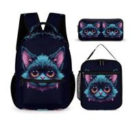 WECECE Mochila Murciélago Ardilla Voladora Infantil Niños con Bolsa Térmica y Estuche, School Bag Niña 7-12 Años para Regalo Vuelta al Cole