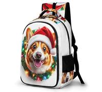 WECECE Mochila Navidad Tema Corgi Chicas 12-16 Años Mochila Escolar Divertido Cachorro Chica Estudiantes Bookbag Duradera Ligera Cómoda Secundaria Uso Diario Viaje Regalo Diario