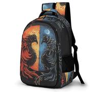 WECECE Mochila Negro Viking Cuervo 1º-3º Curso Niña Mochila Escolar Estampado de Pájaro 9-13 Años Niño Mochila Colegio Ajustable, School Backpack Colegio Viaje y Uso Diario