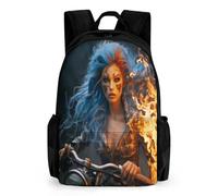 WECECE Mochila Niña, Mochila En llamas Moto Niño Mochilas Escolar Para Niñas De 6-10 Años Bolsos Infantil Con Cool Moto Para Escuela Viaje School Bag