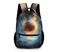 WECECE Mochila Niña, Mochila Hielo Y Fuego Baloncesto Niño Mochilas Escolar Para Niñas De 6-10 Años Bolsos Infantil Con Baloncesto Para Escuela Viaje School Bag