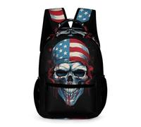 WECECE Mochila Niña, Mochilas Escolar Niño Infantil, Mochila Esqueleto Bandera Americana Niña Con Espalda Cintas Ajustables, Bolsos Con Cráneo Infantil