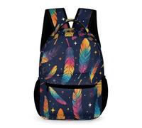 WECECE Mochila Niña Niño, Mochila Escolar Primaria Bolsa De Impresión de Plumas Estudiante Mochilas Colorido Infantil Mochilas Chica Chico Con Bolsillos Laterales