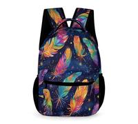 WECECE Mochila Niña Niño, Mochilas Escolar Primaria Infantil Mochila Impresión de Plumas Mochilas Chica Chico Con Colorido Bolsillos Laterales
