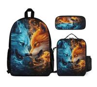 WECECE Mochila Niña Primaria Lobos Bolsas Escolar Mochilas Lobo Animal Infantil Niño Mochila Sets de útiles Escolares,Mochilas Niños para Escuela,Viajes