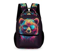 WECECE Mochila Oso Chicos Chicas 9-13 Años Bolsa Escolar Cool Animal Oso Curso 4-6 y 1º-2º ESO Estudiantes Mochila de Colegio Impermeable 43x32x15 cm para Libros Cuadernos