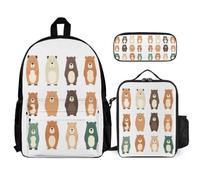 WECECE Mochila Oso Escolar Niña Primaria 3 Piezas, Mochila para Niñas Kawaii con Animal 6 a 12 Años, Mochilas Escolares Chica Ligera