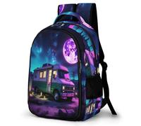WECECE Mochila Outdoor Chicos 1º a 5º Grado, Mochila Car Moon Motif Escolar Niño Niña a Partir De 8 Años, Mochilas De Coches Dibujos Animados, Backpack para Campamento y Senderismo Al Aire Libre