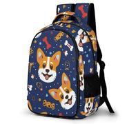 WECECE Mochila Outdoor Chicos 1º a 5º Grado, Mochila Kawaii Corgi Dog Escolar Niño Niña a Partir De 8 Años, Mochilas De Puppy Motif, Backpack para Campamento y Senderismo Al Aire Libre