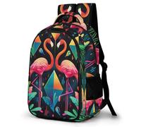 WECECE Mochila para Instituto Arte Rosa Flamingo Chica ESO 1º-2º Bolsa Escolar Pájaro Hoja Motivo Chico 12-15 Años Mochila Juvenil, Daypack Moderna Ligera para Uso Diario y Deporte Gran Capacidad