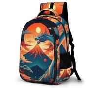 WECECE Mochila para Instituto Dragón Chica Curso 1-3 Bolsa Escolar Estilo Chino Chico 10-15 Años Mochila Juvenil, Backpack Impermeable Duradera para Uso Diario y Paseo