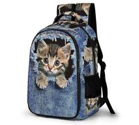 WECECE Mochila para Instituto Lindo Gatito Chica Curso 2-4 Bolsa Escolar Estampado Gato 3D Chico 11-16 Años Mochila Juvenil, Bookbag Moderna Ligera para Vuelta al Cole y Regalo Escuela y Ocio
