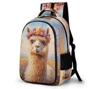 WECECE Mochila para Instituto Lindo Llama Motivo Chica Cursos Medios Bolsa Escolar Animal Alpaca Chico 11-14 Años Mochila Juvenil, School Bag Grande y Resistente para Colegio y Excursión