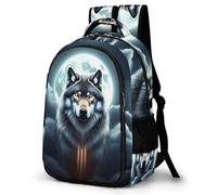 WECECE Mochila para Instituto Lobos Luna Chica Curso 2-4 Bolsa Escolar Lobo Luna Llena Chico 11-16 Años Mochila Juvenil, Bookbag Moderna Ligera para Vuelta al Cole y Regalo Escuela y Ocio