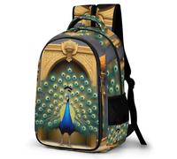 WECECE Mochila para Instituto Pavo Real Chica ESO 1º-2º Bolsa Escolar Tema Animal Chico 12-15 Años Mochila Juvenil, Daypack Moderna Ligera para Uso Diario y Deporte Gran Capacidad