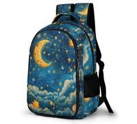 WECECE Mochila para Instituto Sol Estrellado Chica Estudiantes ESO Bolsa Escolar Nubes Luna Chico 13-16 Años Mochila Juvenil, Daypack Ligera y Grande para Escuela y Viaje Escuela y Ocio