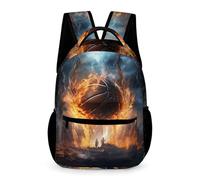 WECECE Mochila Para Niños La Escuela Y Niñas, Bolsa De Hielo y Fuego Baloncesto, Mochila Escolar Para Estudiantes De Primaria, Mochilas De Viaje, Cool Baloncesto, Talla Única, Mochilas Daypack