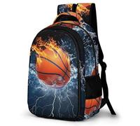 WECECE Mochila para Niños, Mochilas Escolar Fire Basketball 1º-5º Curso, Mochila Basketball Infantil para Colegio, Viaje y Uso Diario