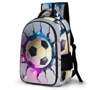 WECECE Mochila para Niños, Mochilas Escolar Fútbol 3D Design 1º-5º Curso, Mochila Fútbol Infantil para Colegio, Viaje y Uso Diario