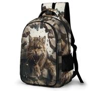WECECE Mochila para Niños, Mochilas Escolar Gato 1º-5º Curso, Mochila 3D Animal Gatito Infantil para Colegio, Viaje y Uso Diario