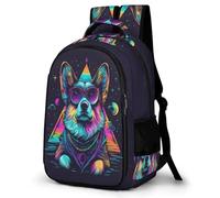 WECECE Mochila Patrón de Cool Corgi Perro 1º-3º Curso Niña Mochila Escolar Divertido Cachorro 9-13 Años Niño Mochila Colegio Duradera, School Bag para Clases Viaje y Uso Diario