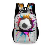 WECECE Mochila Patrón de Fútbol 3D Escolar Primaria Chicos Mochila de Fútbol 2-5 Curso Chicas 6 Años Daypack Correas Ajustables Bolsillo Frontal Bolsillos Laterales Excursión Viaje Diario