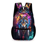 WECECE Mochila Patrón de Lobos 1-2 Curso Niños Mochila Colegio Motivo Animal Lobo Niñas 13 Años Bolsa Escolar para Libros Cuadernos Cosas de Colegio Botella Excursión Viaje Diario