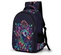 WECECE Mochila Patrón de Pavo Real Escolares 10-15 Años Mochila de Estampado Animal Chica Estudiantes School Bag, Moderna Resistente Impermeable Viaje Uso Diario Regalo Diario