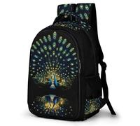 WECECE Mochila Pavo Real Estampado Niño 11-15 Años Mochila Secundaria Animal Motivo Estudiantes Secundaria Bookbag, Ligera Grande Cómoda Vuelta al Cole Actividades Escolares
