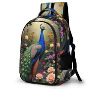 WECECE Mochila Peacock Niño Chicos 1º-5º Grado, Mochilas Escolar para 6 a 12 Años Mochila con Animal Peacock para Escuela y Outdoor